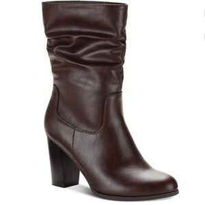 Style & Co. Woman’s Slouch Faux Leather Block Heel Boots Size 8.5 # Box K379